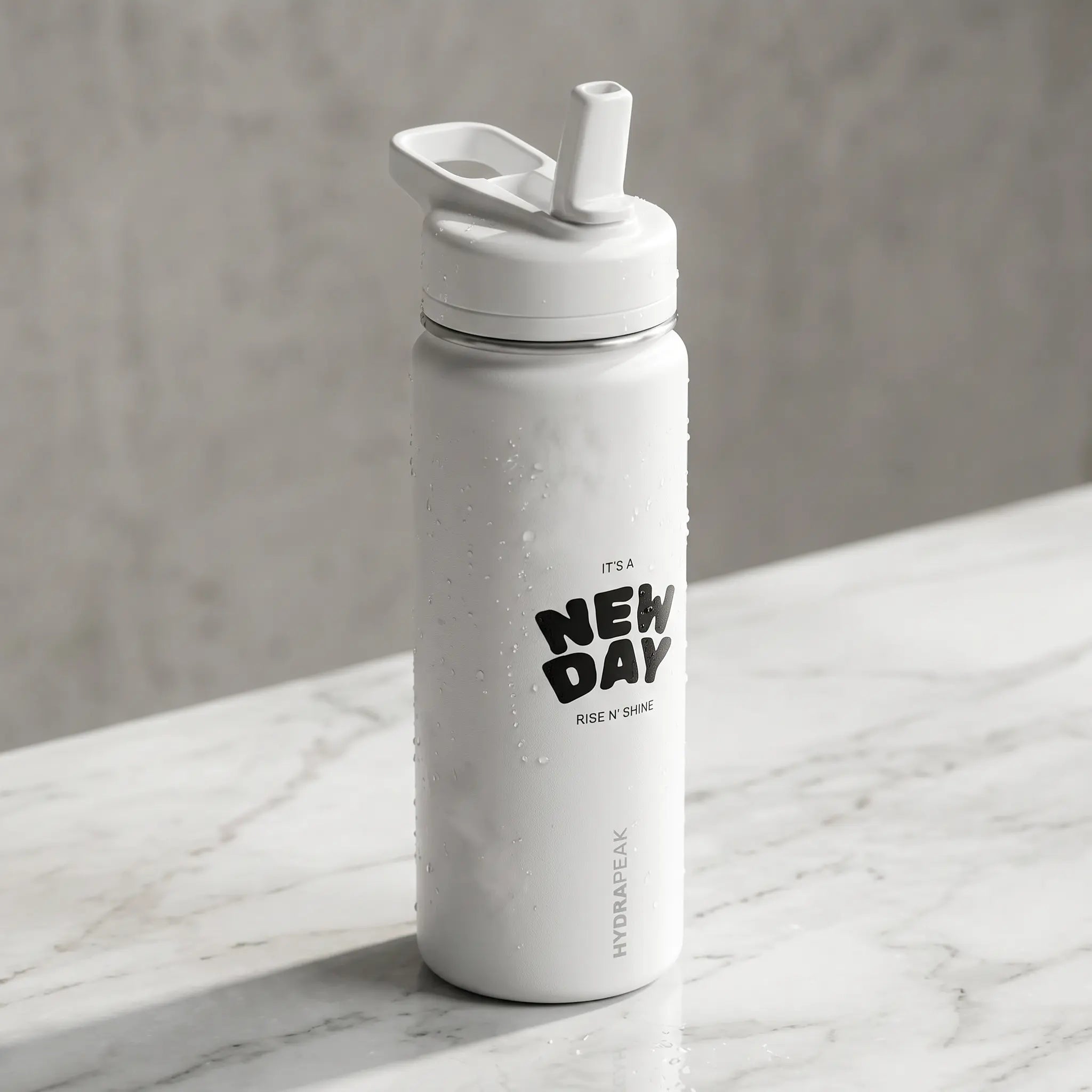 Kids Insulated Water Bottle | “New Day” Straw Lid, Spill-Resistant Design Printify