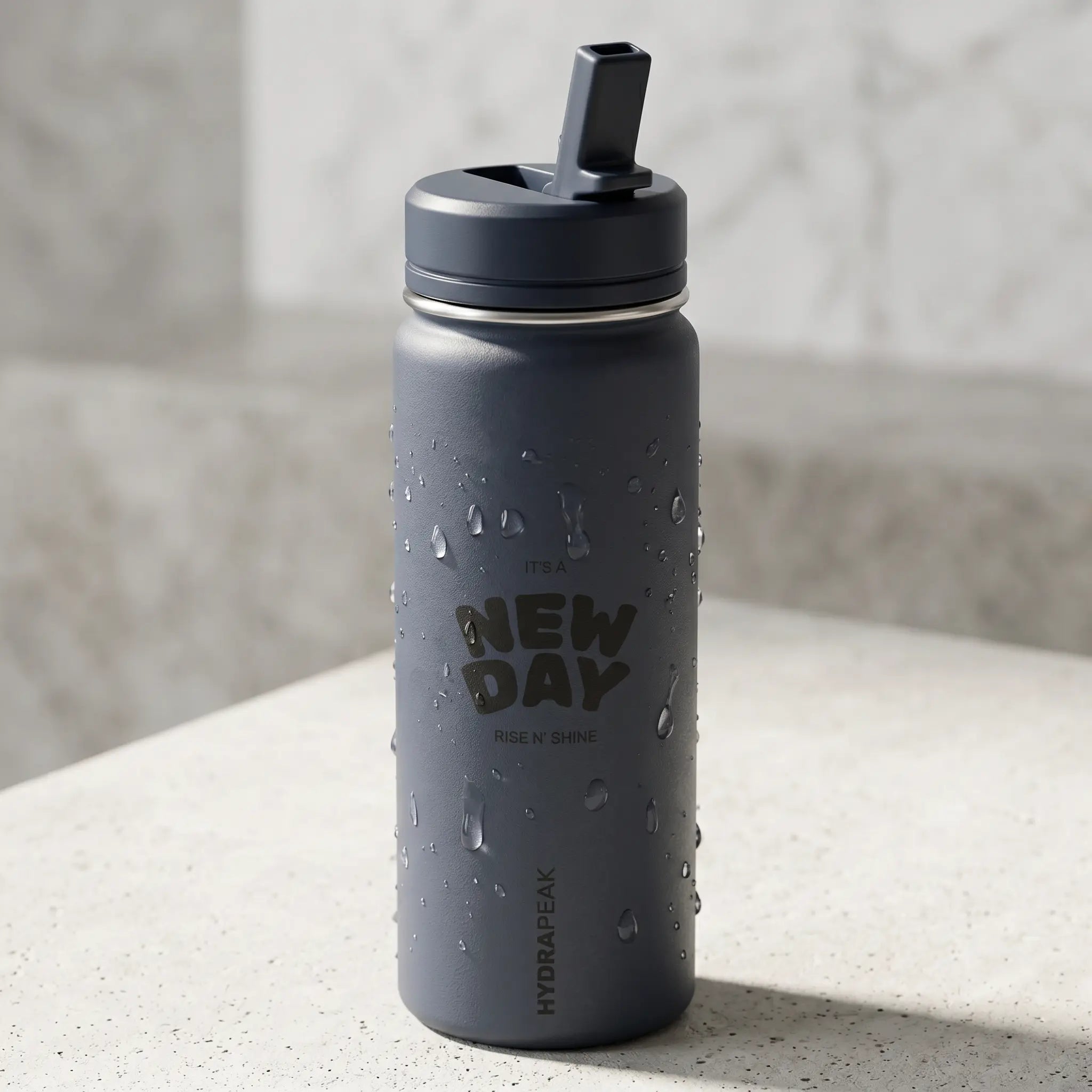 Kids Insulated Water Bottle | “New Day” Straw Lid, Spill-Resistant Design Printify