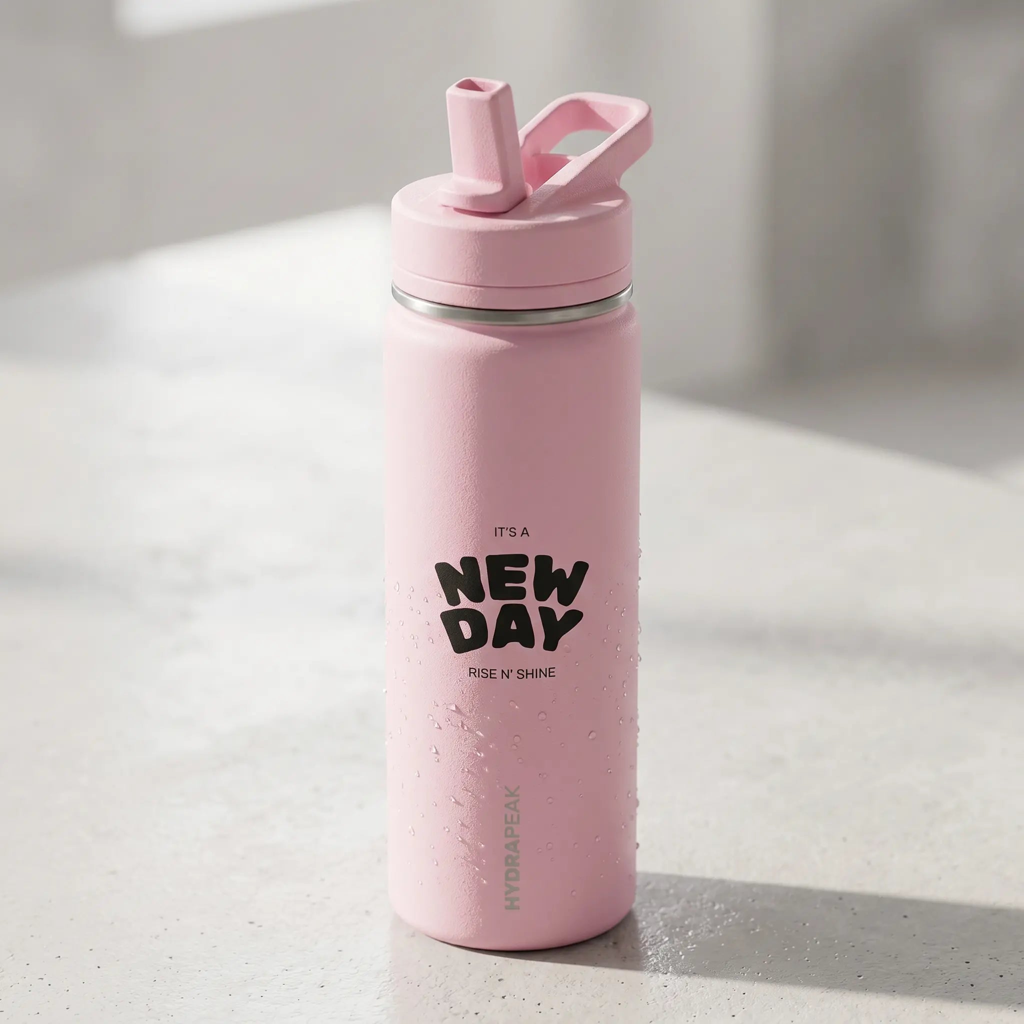 Kids Insulated Water Bottle | “New Day” Straw Lid, Spill-Resistant Design Printify