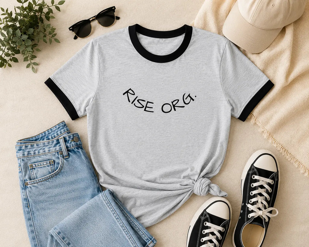 Rise Org. Women’s Ringer Tee | Minimalist Everyday Graphic Shirt Printify