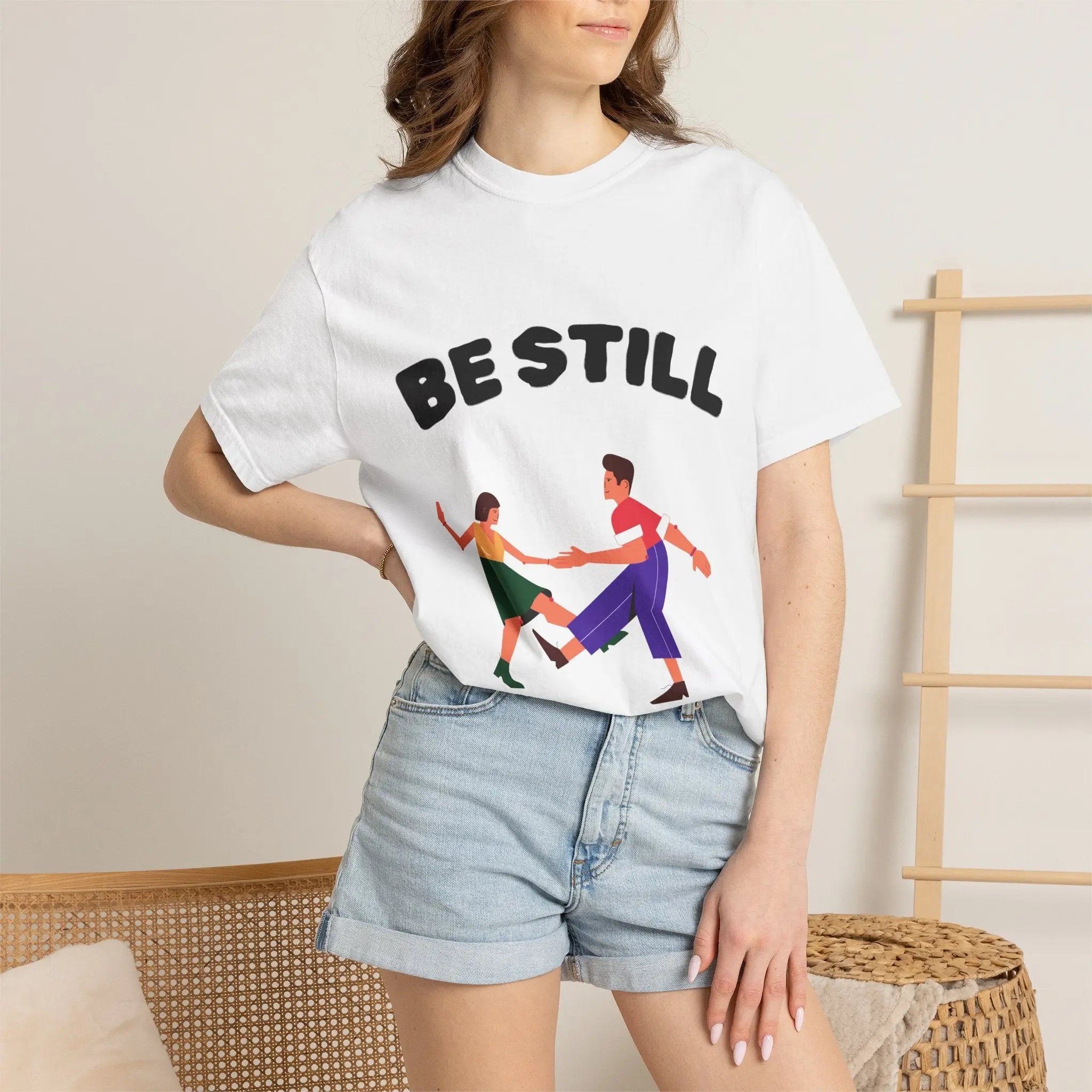 BE STILL Graphic Tee | Retro Minimalist Inspirational Shirt Printify