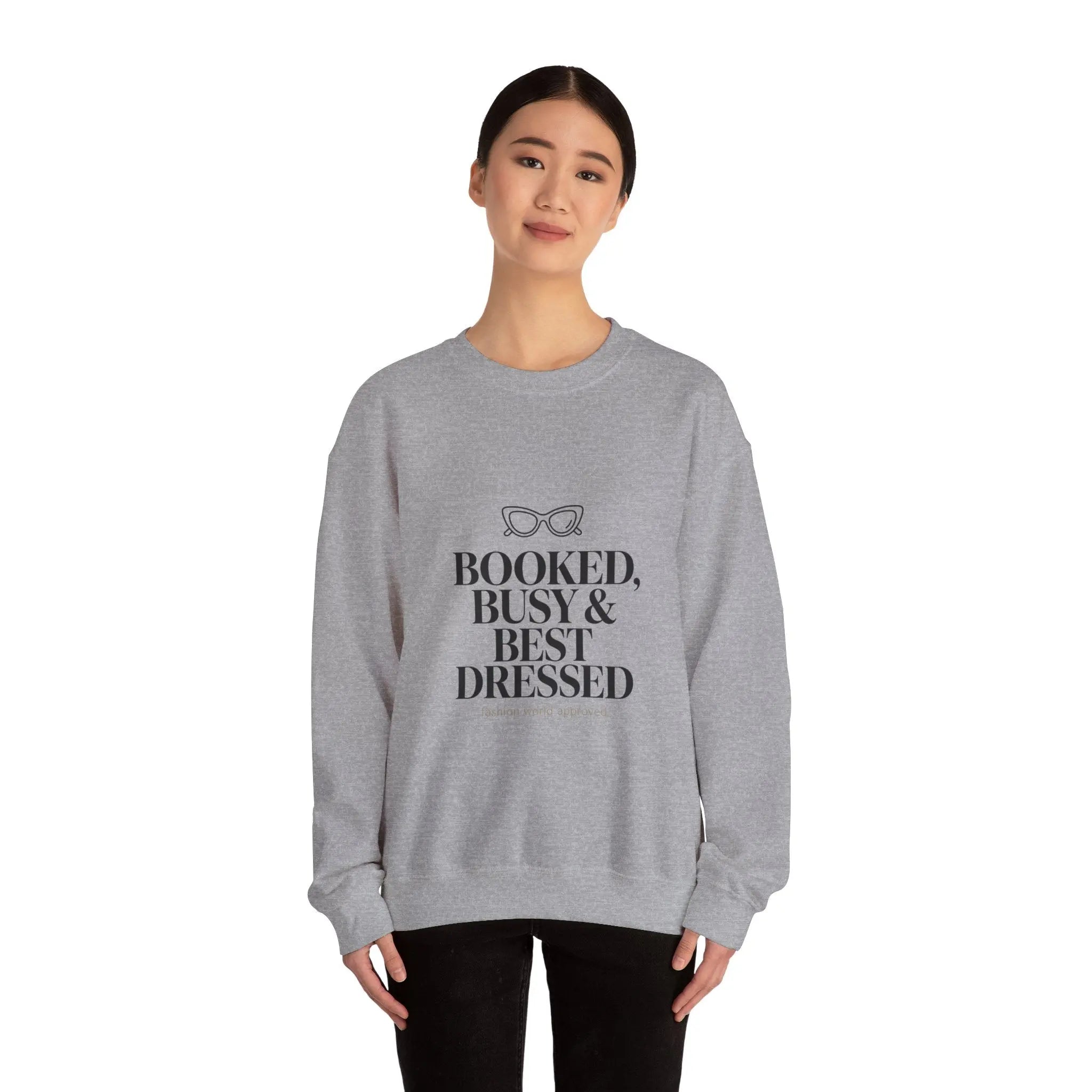 Booked, Busy & Best Dressed Graphic Sweatshirt Printify