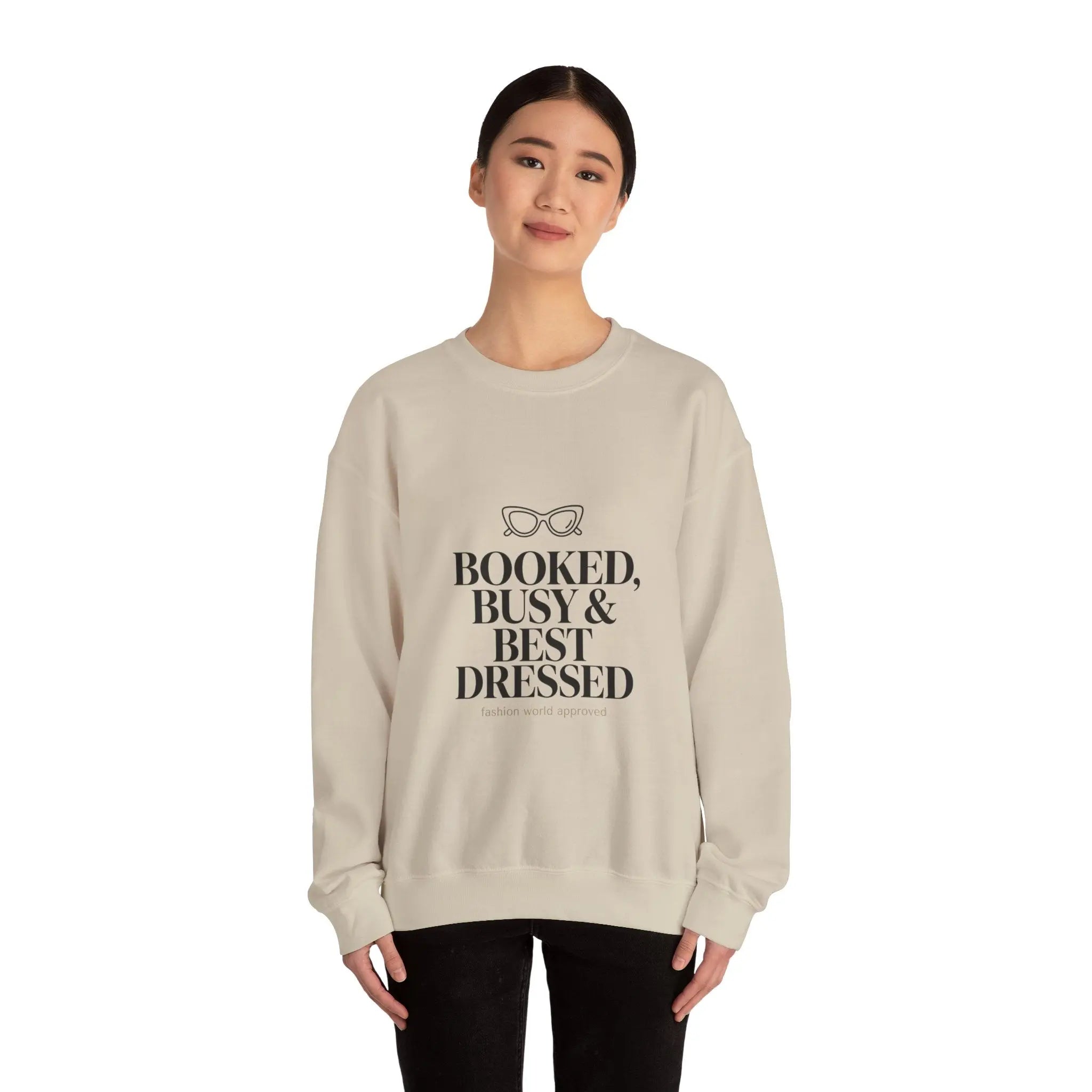 Booked, Busy & Best Dressed Graphic Sweatshirt Printify