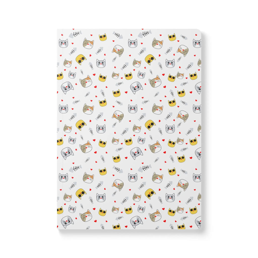 Hard Cover Clear Notebook — Kawaii Kitty Doodle Printify