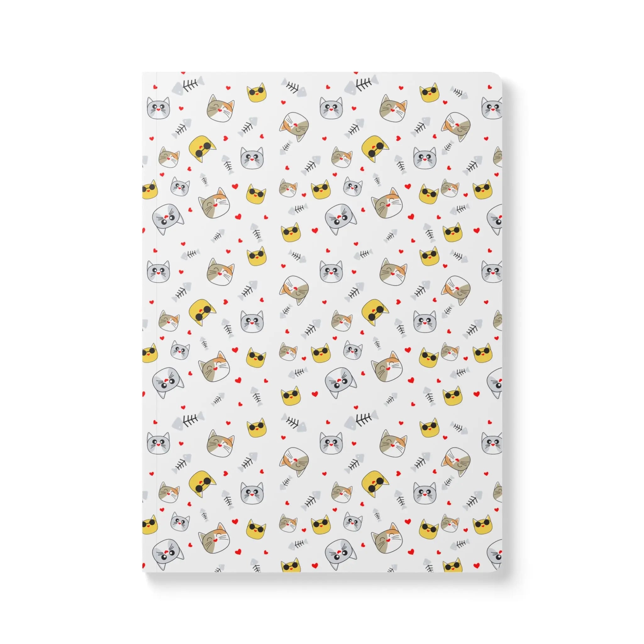 Hard Cover Clear Notebook — Kawaii Kitty Doodle Printify