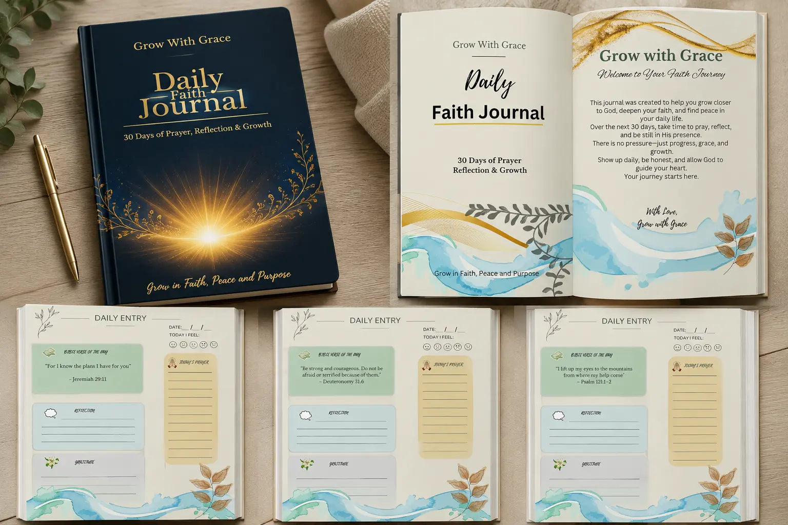 Daily Faith Journal: 30 Days of Prayer, Reflection & Growth RISE ORG